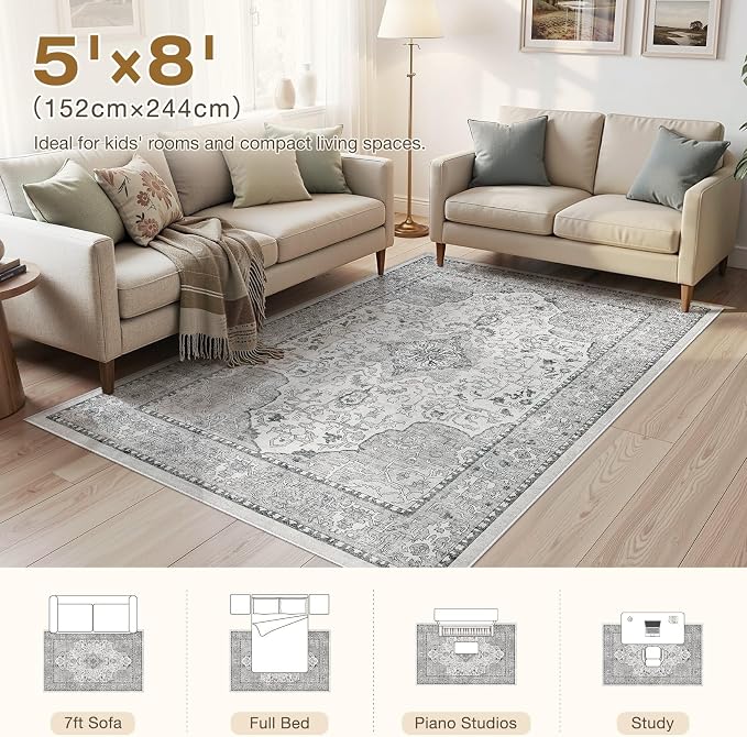 cotiled 5x8 Area Rugs Large Washable Rugs - Image 7
