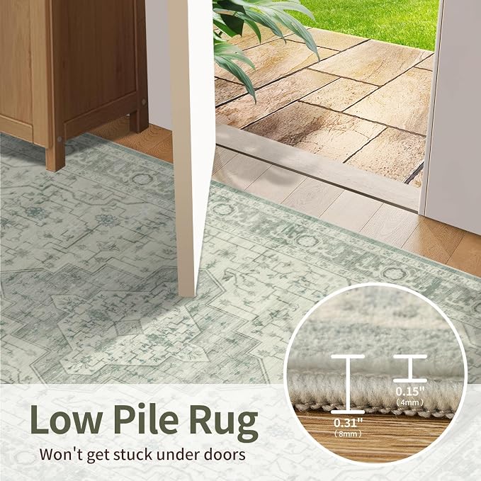 Rugxara 5X7 Washable Area Rug for Living Room, Vintage Large Boho Rugs for - Image 7