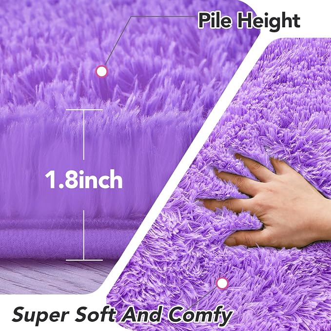 CAIYUECS Purple Round Fluffy Rug - Image 5