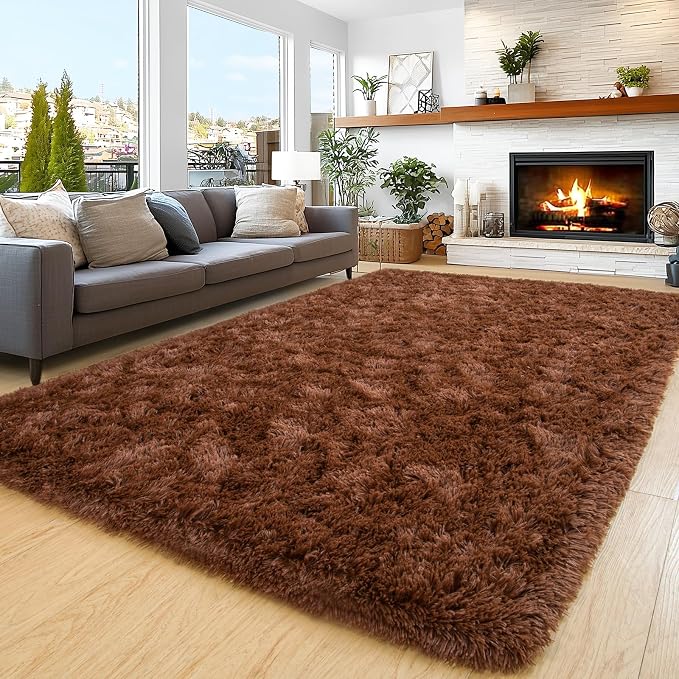 8x10 Area Rugs for Living Room Bedroom, Ultra Soft Fluffy Brown Large Rug by Unknown