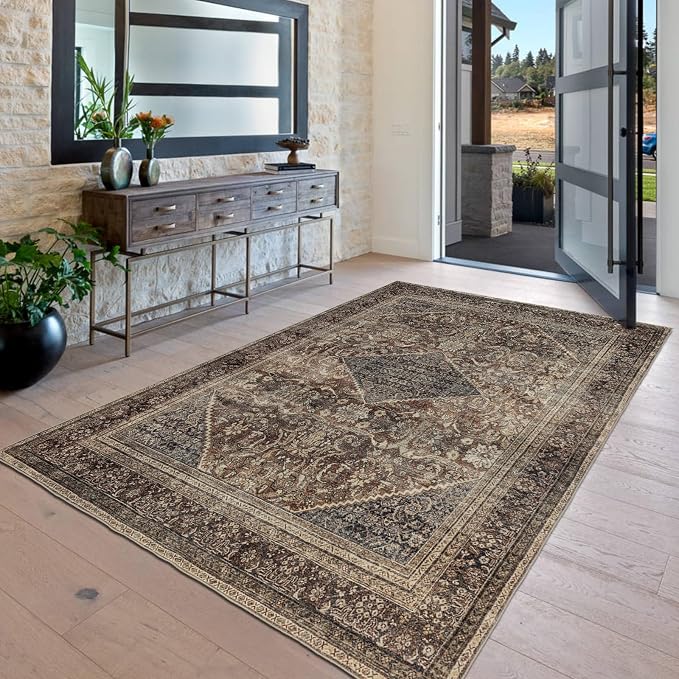 Area Rug 4×6, Vintage Boho Rug, Ultra-Soft Low Pile, Non Slip, Stain Resistant - Image 6