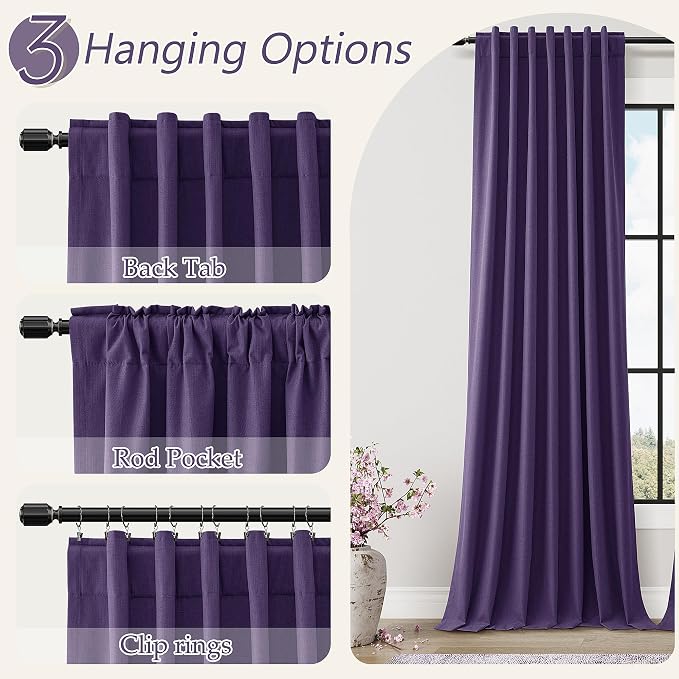 Guken 100% Blackout Curtains 102 Inch Length 2 Panels Set - Image 6