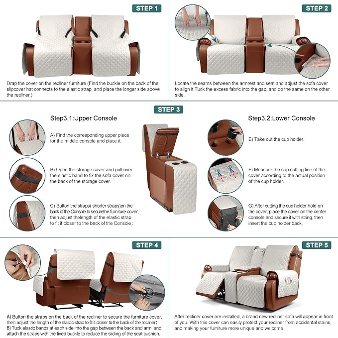 Ruaozz Waterproof Loveseat Recliner Cover - Image 7
