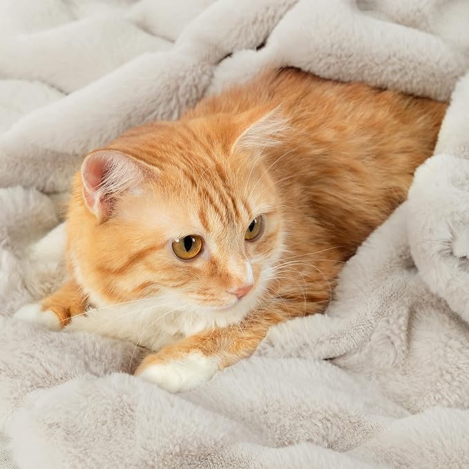 Cozy Bliss Deluxe Sheared Rabbit Faux Fur Throw Blanket, Soft Fuzzy High-Low - Image 6