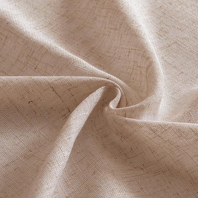 MIULEE Natural Beige Linen Curtains 45 Inch Length 2 Panels - Image 8