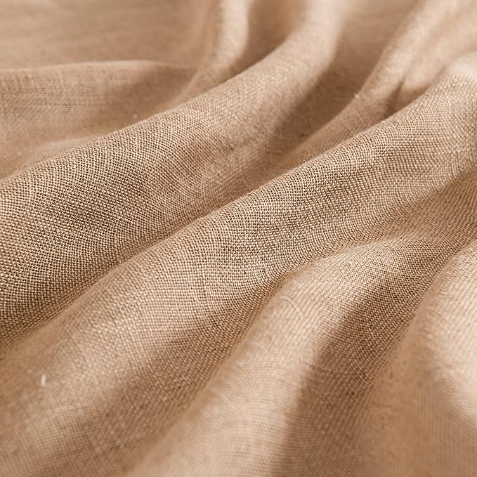 MIULEE Light Brown Linen Curtains 54 Inch Length 2 Panels - Image 4