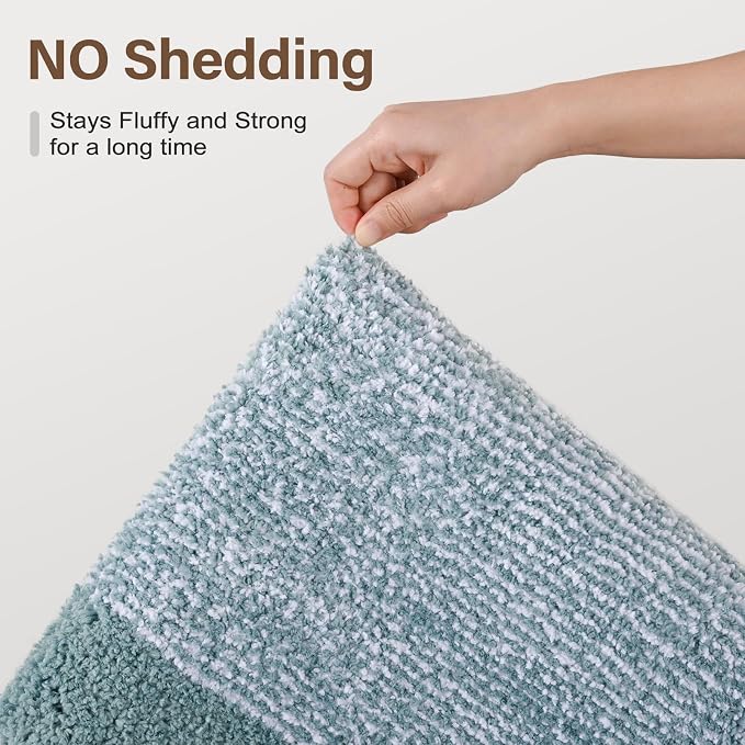 Bathroom Rugs 24x17 Non Slip Washable, Dusty Blue Bath Mat - Image 8