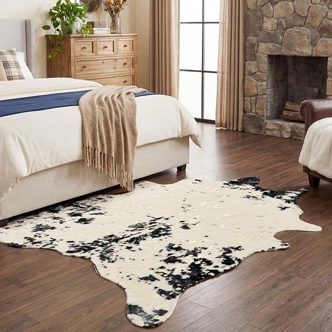 JONIYEAR Large Durable Faux Cowhide Area Rug 4.9 x 6.56 Feet, Premium Cow Print - Image 5