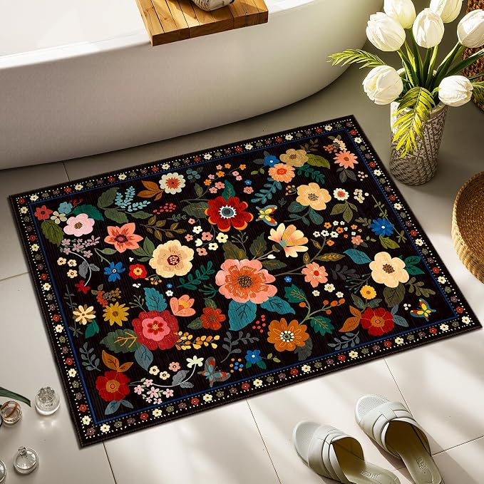 RELEANY Floral Nursery 2x3 Area Rugs Washable Print Boho Cute Carpet Non Slip - Image 7