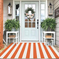 IOHOUZE Fall Door mat 4x6 Ft Orange White Striped Area Rug Washable Front Porch by iOhouze