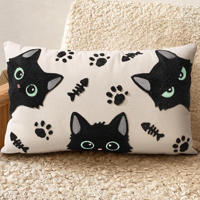 Embroidered Lumbar Pillow Cover 20x12 Inch by Kokaaee