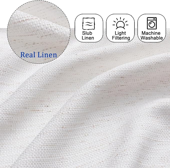 Chyhomenyc Bennet Kitchen Curtains 36 Inch Length Tier Curtains, Faux Linen - Image 3