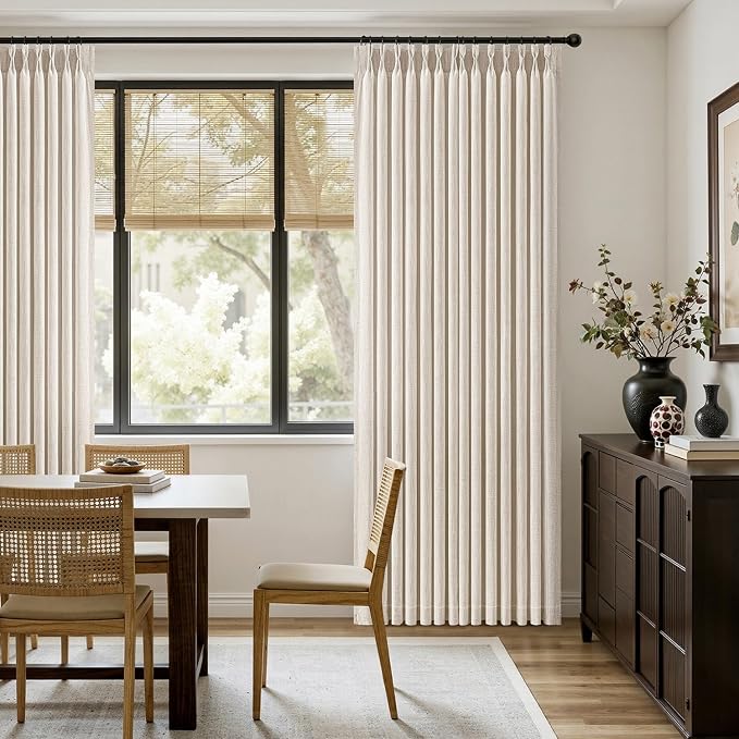 MIULEE Pinch Pleated Thick Linen Curtains 108 Inches Length 2 Panels - Image 5