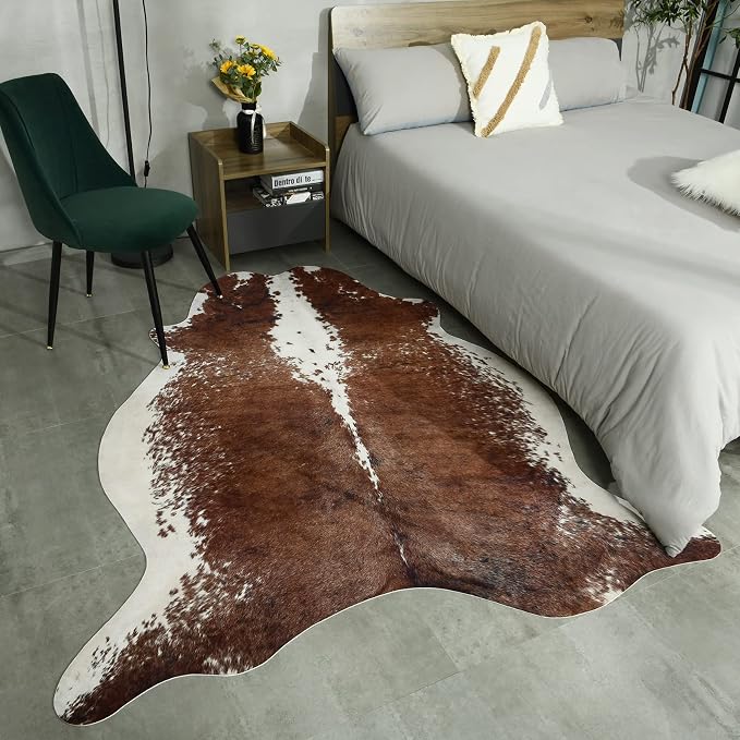 Easycozy Faux Cowhide Rug Large Cow Print 8 x 10 Feet Thickened Elastic Cowhide - Image 8