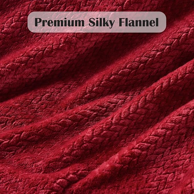 NEWCOSPLAY Super Soft Throw Blanket Red Premium Silky Flannel Fleece Leaves - Image 5