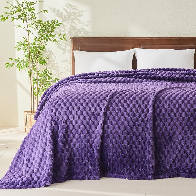 NEWCOSPLAY Super Soft Queen Blanket Purple Premium Silky Flannel Fleece 3D - Image 2
