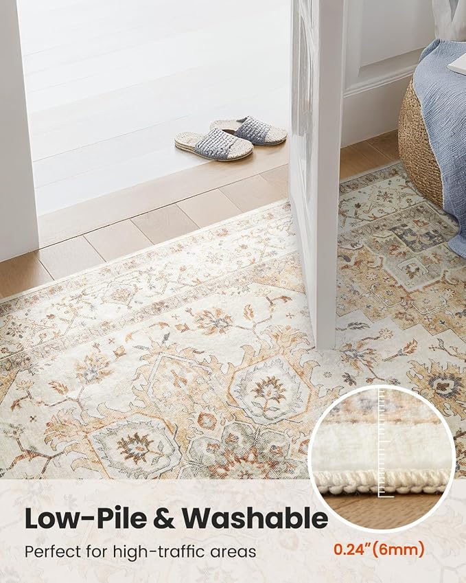 AMADA HOMEFURNISHING Round 6ft Area Rugs, Low-Profile Washable Rug - Image 7