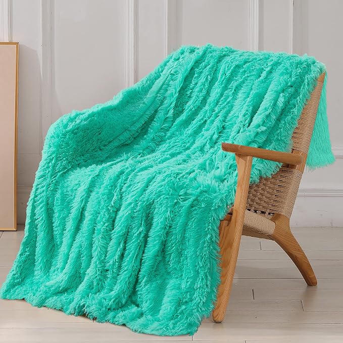 Tuddrom Decorative Extra Soft Faux Fur Throw Blanket 70"x78", Solid Reversible by Tuddrom