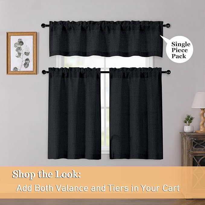 OWENIE Black Valances for Windows 1 Pcs 22 Inch Length, Light Filtering - Image 6
