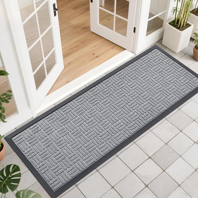 OLANLY Front Door Mat Outside Entrance 47x17, Heavy Duty Sturdy Natural Rubber by OLANLY
