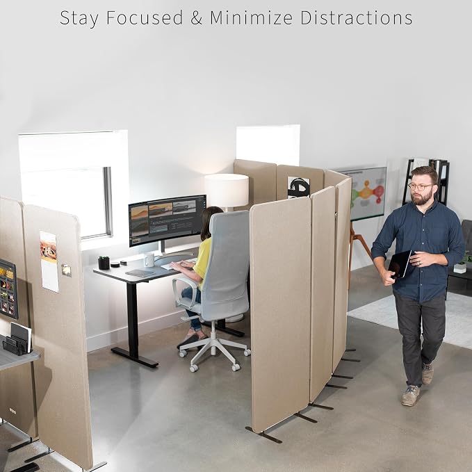 VIVO Freestanding 72 x 66 inch Privacy Panel, Cubicle Divider, Acoustic Wall - Image 6
