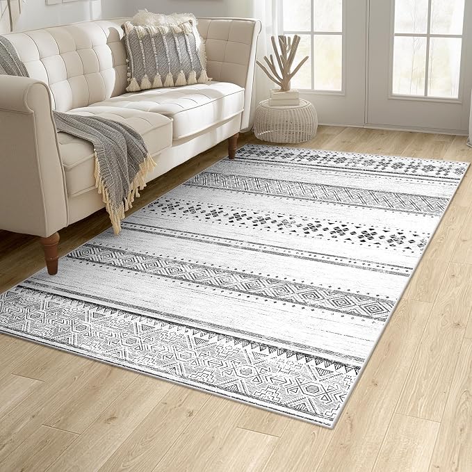 BESTSWEETIE 3x5 Area Rugs for Living Room Washable Moroccan Farmhouse Neutral - Image 7