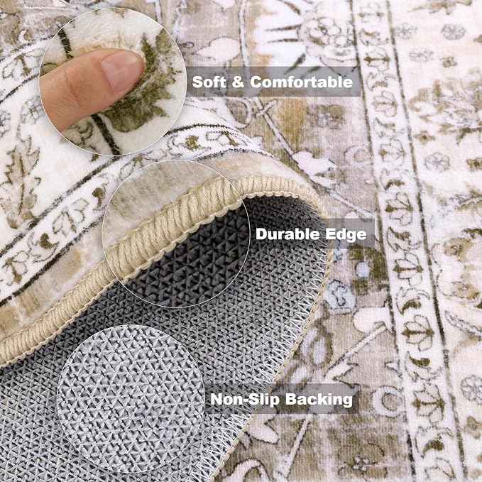 LOKHOM Washable Area Rug, 2x3 Non-Slip Hallway Rug Vintage Soft Small Kitchen - Image 5