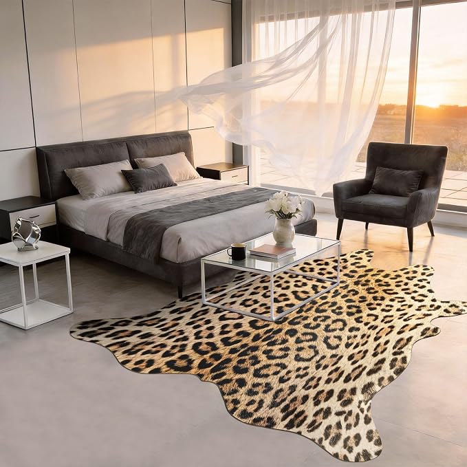 BENRON Premium Leopard Rugs for Living Room Bedroom, Non-Slip Throw Rug for - Image 4