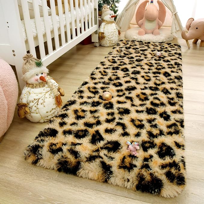 Amearea Soft Runner Rugs for Bedroom, 2x6 Feet Fluffy Leopard Runner Rug - Image 6