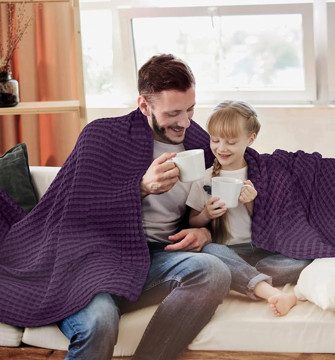 Utopia Bedding Plum 100% Cotton Waffle Blanket 300 GSM Soft Lightweight - Image 4