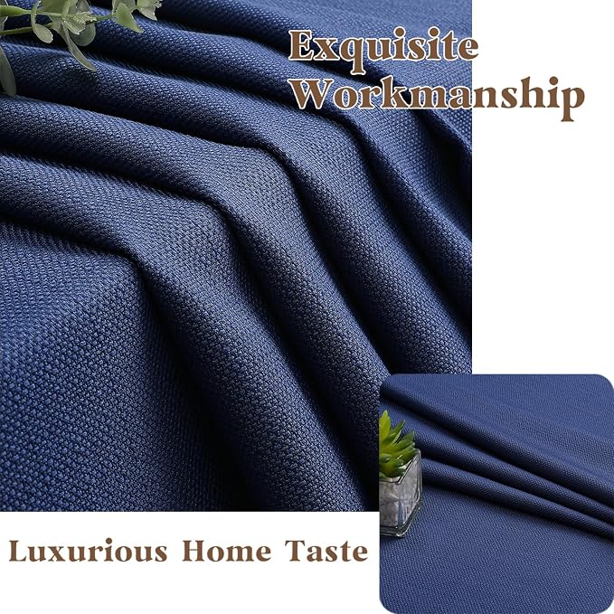 Gwine Blue Valance Curtain, Light Filtering Faux Linen Textured Valance Kitchen - Image 8