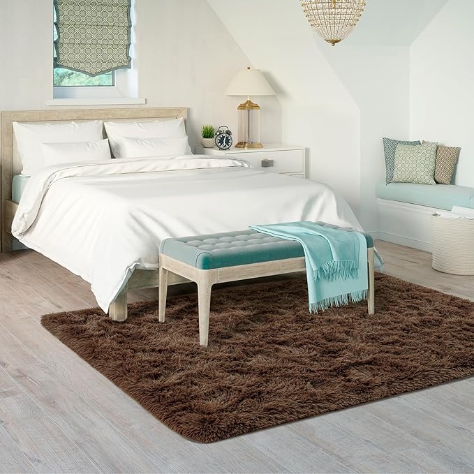 Goideal Fluffy Rug for Bedroom Living Room, 3x5 Brown Area Rugs, Faux Fur Shag - Image 3