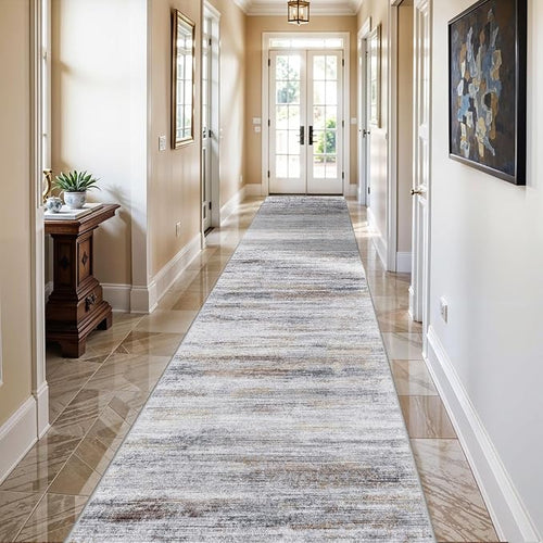 2x10 Washable Runner Rugs for Hallway: Easy-to-Clean Abstract Runners for - Image 2