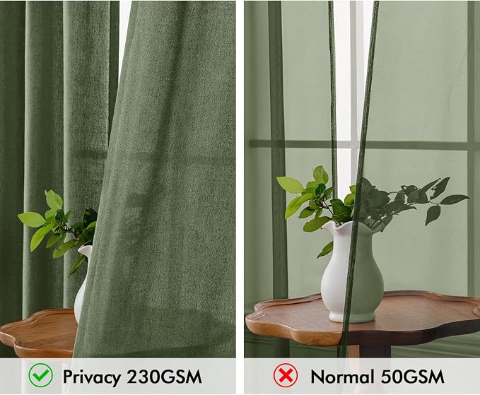 MIULEE Non-See-Through Privacy Linen Curtains 2 Panels, Light Filtering Window - Image 3