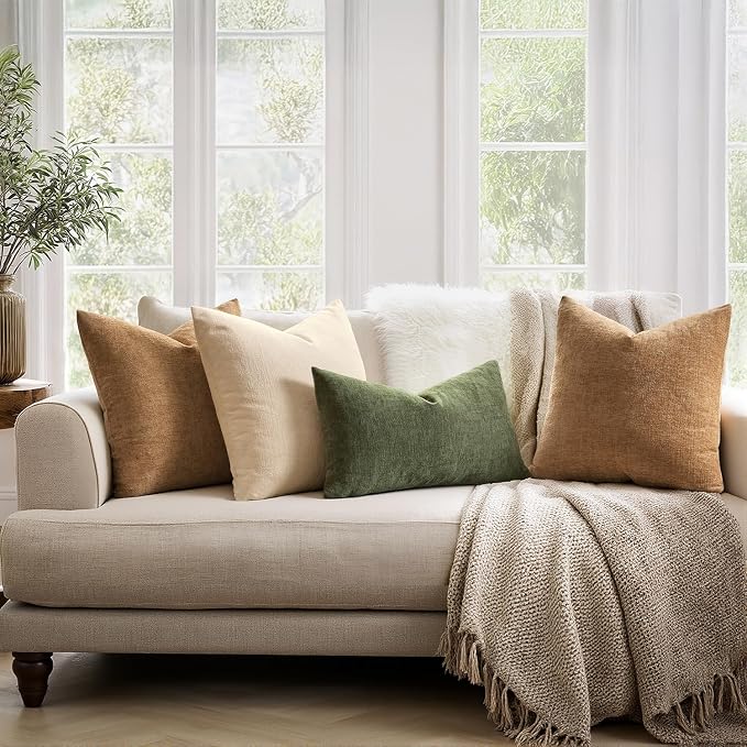 MIULEE Olive Green Couch Pillow Covers 12x20 Inch - Image 3