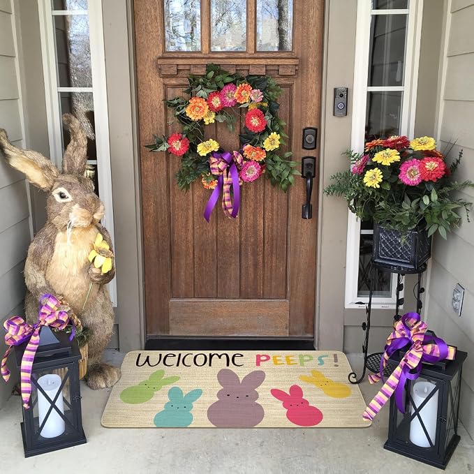 Easter Door Mat, Spring Bunny Indoor Outdoor Non-Slip Doormat, Entryway Front - Image 4