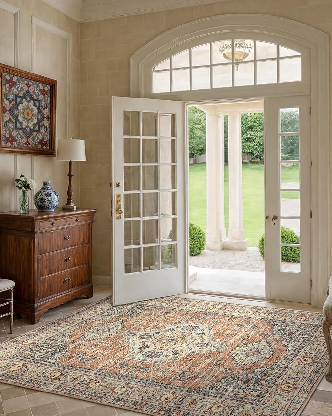 Lahome Oriental Washable Rugs for Living Room, 4x6 Bedroom Area Rug Ultra-Thin - Image 2