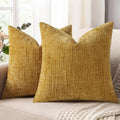decorUhome Summer Mustard Yellow Chenille Throw Pillow Covers 16x16 Set of 2 by decorUhome