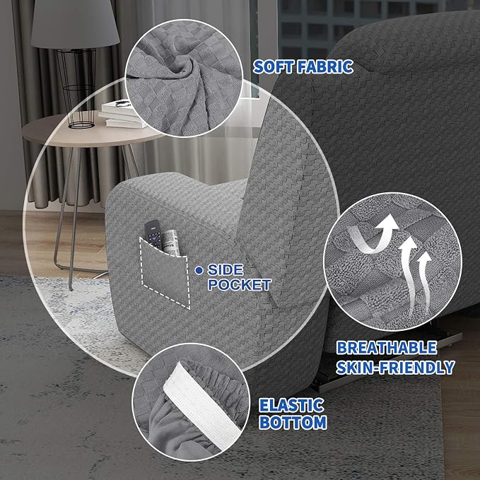 MAXIJIN Oversized Recliner Covers That Stay in Place 4 Pieces Stretch Large - Image 4