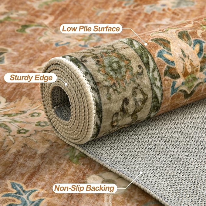Tangsoo Washable Runner Rug for Hallway Non Slip, 2x6 Boho Floral Vintage - Image 5