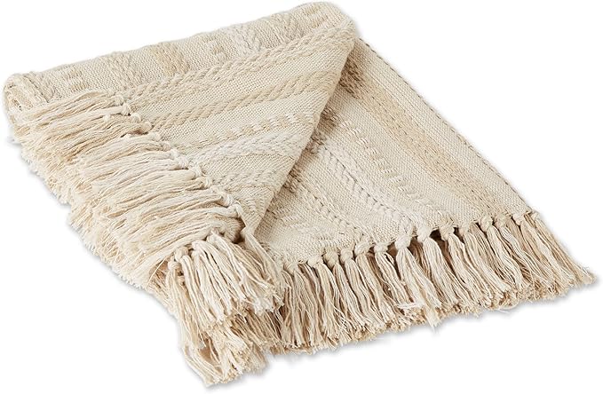 DII Braided Striped Decorative Throw Blanket, Vintage Linen by DII