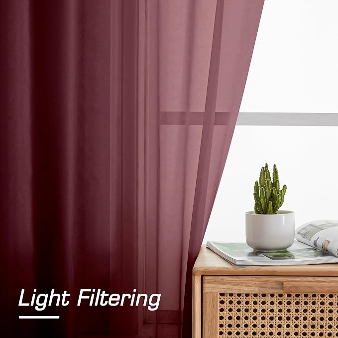 Aiyufeng Sheer Voile Window Treatment Rod Pocket Curtain Panels - Image 2