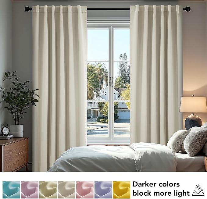 Deconovo Blackout Curtains, Thermal Insulated, W38 x L63 2 Panels, Back Tab - Image 4