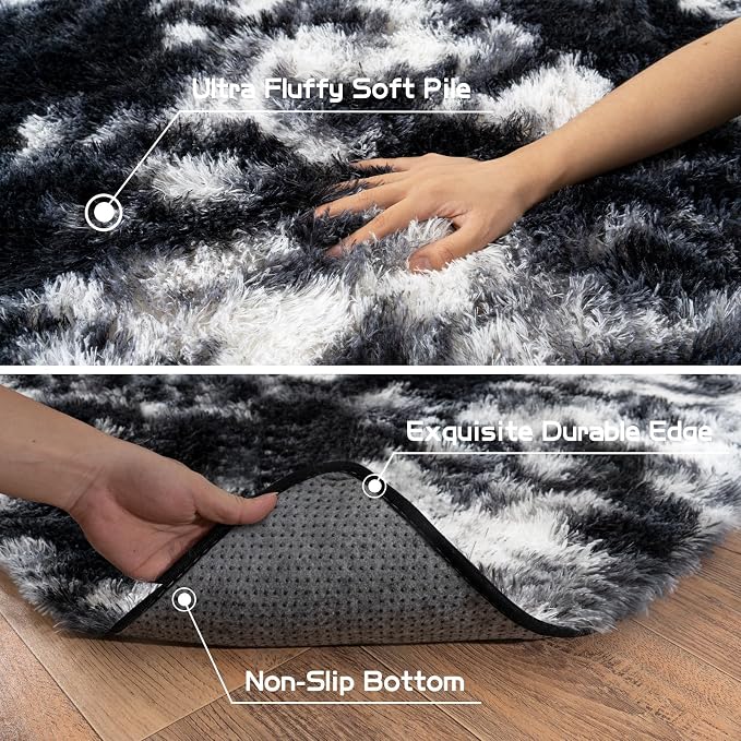 Pionblank Fluffy Small Rug for Bedroom 2x3 Feet, Shag Soft Area Rug, Modern - Image 6