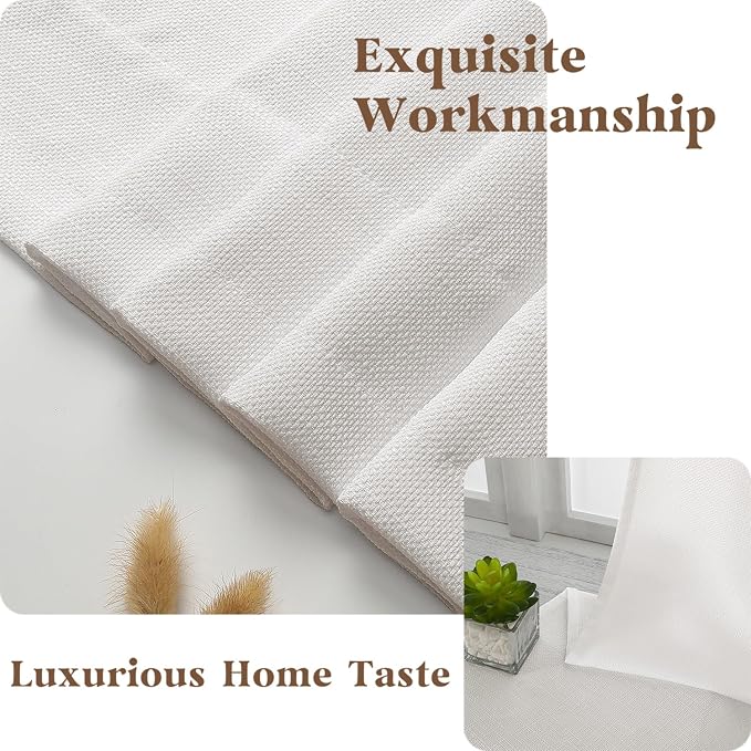 Gwine Ivory Valance for Windows, Light Filtering Faux Linen Textured Kitchen - Image 8
