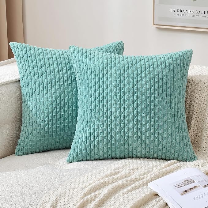 MIULEE Pack of 2 Decorative Throw Pillow Covers 16x16 Inch Soft Boho Striped by MIULEE