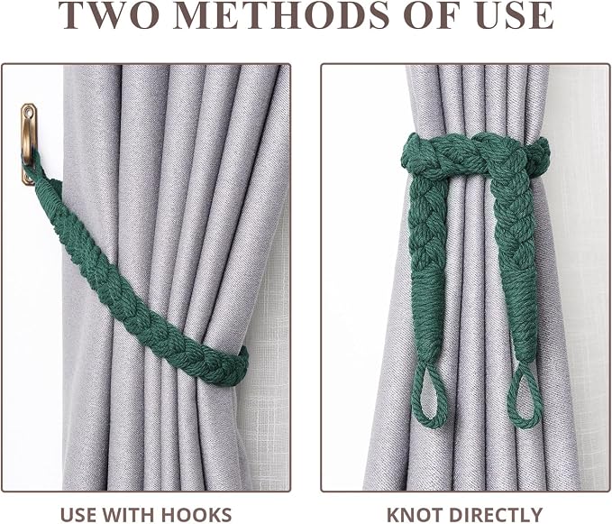 NICEEC 2 Pack Natural Cotton Rope Curtain Tiebacks Elegant Boho Style - Image 5