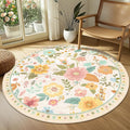 RELEANY Floral Nursery 4ft Area Rugs Washable Print Boho Cute Carpet Non Slip by RELEANY