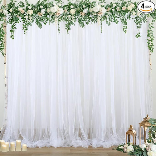 20ft x 12ft White Tulle Backdrop Curtain by Suppromo