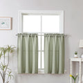 Chyhomenyc Bennet 2 Panels Light Green Kitchen Curtains Tier 24 Inch Length by Chyhomenyc